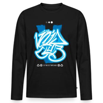 Graffiti urbain streetwear - T-shirt manches longues Premium bio Homme - noir - Devant - Nico (187cm)