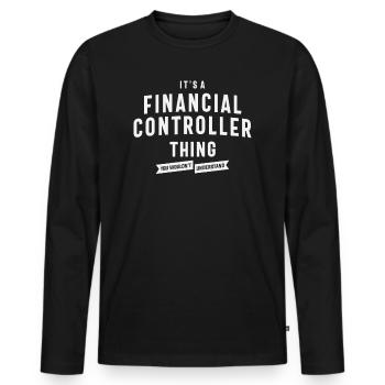 Financial Controller Job Title Birthday Worker - Men's Premium Organic Long Sleeve Shirt - black - Front - Nico (187cm)