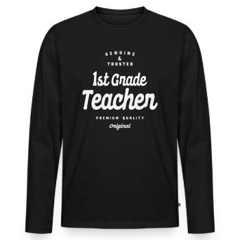 Echter und vertrauenswürdiger Lehrer der 1. Klasse - Männer Premium Bio Langarmshirt - Schwarz - Vorne - Nico (187cm)