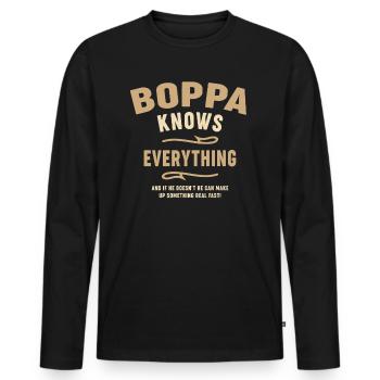 Boppa Knows Everything Funny Dad Grandpa - Men's Premium Organic Long Sleeve Shirt - black - Front - Nico (187cm)