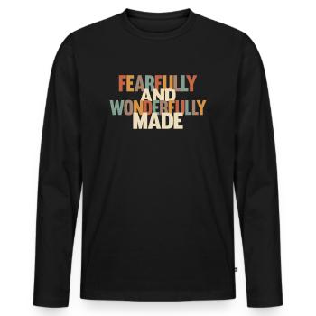 Fearfully and Wonderfully Made - Men's Premium Organic Long Sleeve Shirt - black - Front - Nico (187cm)