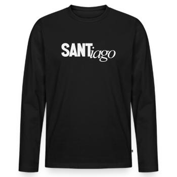Santiago Personal Name - Men's Premium Organic Long Sleeve Shirt - black - Front - Nico (187cm)