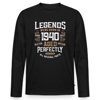 Legenden Jahrgang 1940 85. Geburtstag 85 Jahre alt - Männer Premium Bio Langarmshirt - Schwarz - Vorne - Nico (187cm)