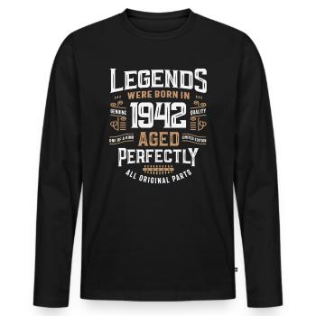 Legenden Jahrgang 1942 83. Geburtstag 83 Jahre alt - Männer Premium Bio Langarmshirt - Schwarz - Vorne - Nico (187cm)