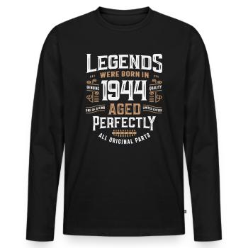 Legenden Jahrgang 1944 81. Geburtstag 81 Jahre alt - Männer Premium Bio Langarmshirt - Schwarz - Vorne - Nico (187cm)