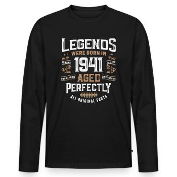 Legends Born In 1941 84th Birthday 84 Years Old - Men's Premium Organic Long Sleeve Shirt - black - Front - Nico (187cm)