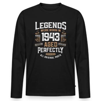 Legends Born In 1943 82nd Birthday 82 Years Old - Men's Premium Organic Long Sleeve Shirt - black - Front - Nico (187cm)