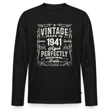 Vintage 1941 84th Birthday Turning 84 - Men's Premium Organic Long Sleeve Shirt - black - Front - Nico (187cm)
