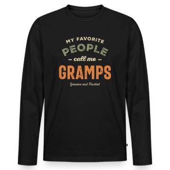 My Favorite People Call Me Gramps Family Grandpa - Men's Premium Organic Long Sleeve Shirt - black - Front - Nico (187cm)