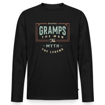 Gramps The Man The Myth The Legend Grandpa - Men's Premium Organic Long Sleeve Shirt - black - Front - Nico (187cm)