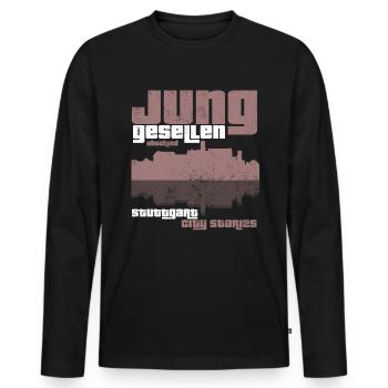 Junggesellenabschied Stuttgart City Stories - Männer Premium Bio Langarmshirt - Schwarz - Vorne - Nico (187cm)
