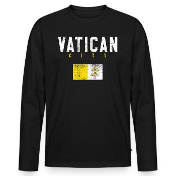 Vatican - Men's Premium Organic Long Sleeve Shirt - black - Front - Nico (187cm)