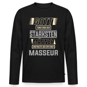 Masseur, einer der stärksten Männer der Welt - Männer Premium Bio Langarmshirt - Schwarz - Vorne - Nico (187cm)