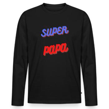 SUPER PAPA Cadeau - T-shirt manches longues Premium bio Homme - noir - Devant - Nico (187cm)