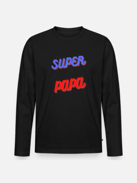 SUPER PAPA Cadeau - T-shirt manches longues Premium bio Homme - noir