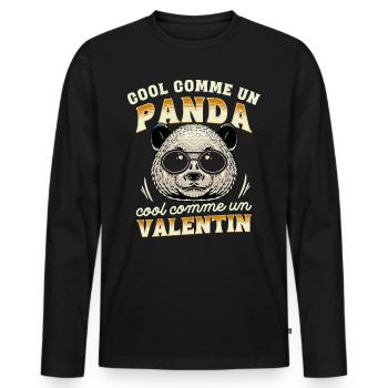 Cool Comme Un Panda, Cool Comme Un Valentin - T-shirt manches longues Premium bio Homme - noir - Devant - Nico (187cm)