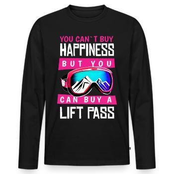 Happiness Happy Forfait Ski Ski Snowboard - T-shirt manches longues Premium bio Homme - noir - Devant - Nico (187cm)