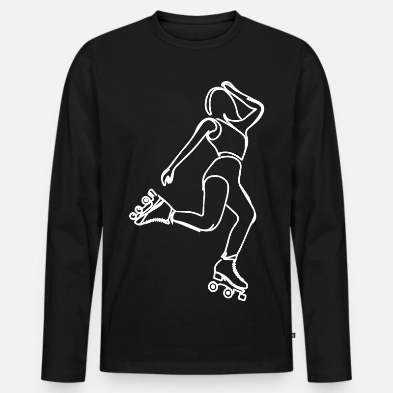 Rollschuhfahrerin Zeichnung - Männer Premium Bio Langarmshirt - Schwarz