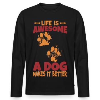Hundeliebhaber Spruch - Männer Premium Bio Langarmshirt - Schwarz - Vorne - Nico (187cm)