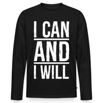 I can and I will - Men's Premium Organic Long Sleeve Shirt - black - Front - Nico (187cm)