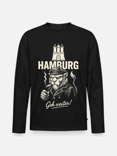 Hamburger Hafenraubein - Männer Premium Bio Langarmshirt - Schwarz