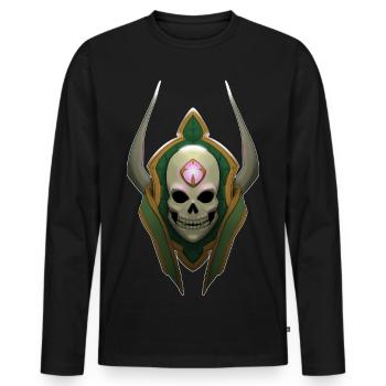 Dark Skull Emblem with Horns and Rune - Men's Premium Organic Long Sleeve Shirt - black - Front - Nico (187cm)