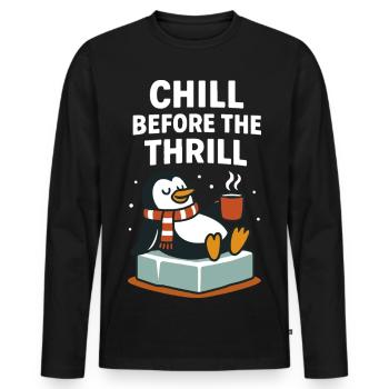 Chillen Sie vor dem Nervenkitzel Festlicher Weihnachtspinguin - Männer Premium Bio Langarmshirt - Schwarz - Vorne - Nico (187cm)
