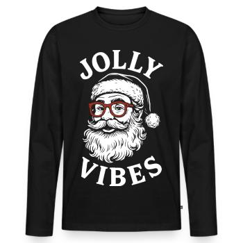 Fröhliche Vibes, Weihnachtsgeist des Weihnachtsmanns - Männer Premium Bio Langarmshirt - Schwarz - Vorne - Nico (187cm)