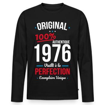 1976 – Original – Exemplaire unique - T-shirt manches longues Premium bio Homme - noir - Devant - Nico (187cm)