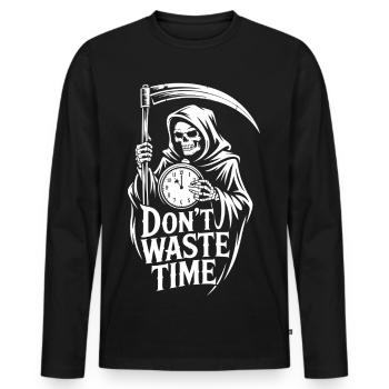 Sensenmann Zeit Nicht Verschwenden - Männer Premium Bio Langarmshirt - Schwarz - Vorne - Nico (187cm)
