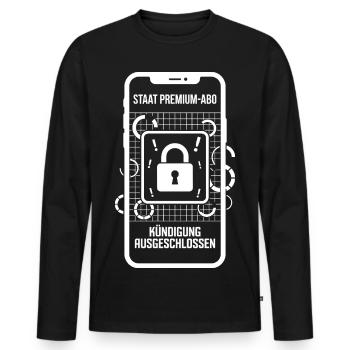 Staat Premium Abo Kündigung Ausgeschlossen - Männer Premium Bio Langarmshirt - Schwarz - Vorne - Nico (187cm)