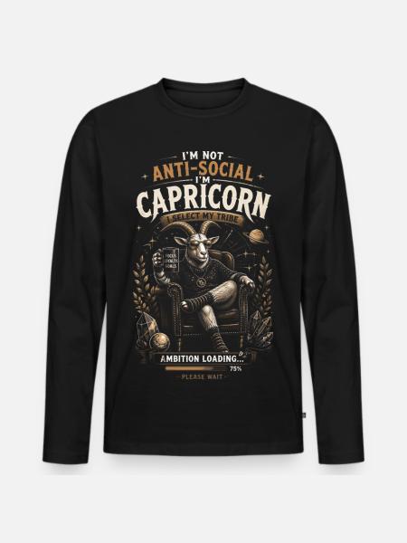 Steinbock-Stammesambition – Tierkreis-Humor - Männer Premium Bio Langarmshirt - Schwarz