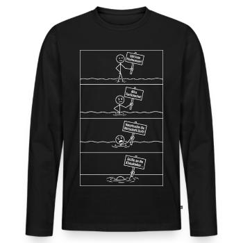 Es gibt kein Hochwasser.. - Männer Premium Bio Langarmshirt - Schwarz - Vorne - Nico (187cm)