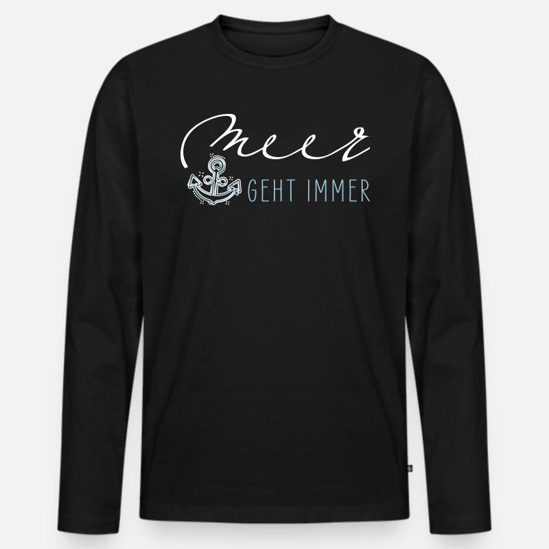 Meer geht immer - Männer Premium Bio Langarmshirt - Schwarz