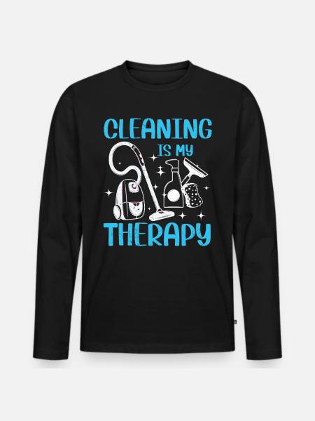 Haushalt Hausfrauen Putzen Putzfrau Geschenk - Männer Premium Bio Langarmshirt - Schwarz