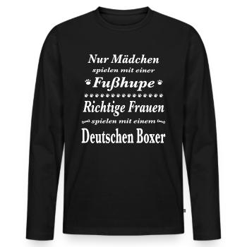Deutscher Boxer Tshirt Deutscher Boxer Hund Shirt - Männer Premium Bio Langarmshirt - Schwarz - Vorne - Nico (187cm)