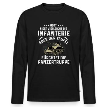 Drôle de citation Char Panzer Panzer Panzer Panzer - T-shirt manches longues Premium bio Homme - noir - Devant - Nico (187cm)