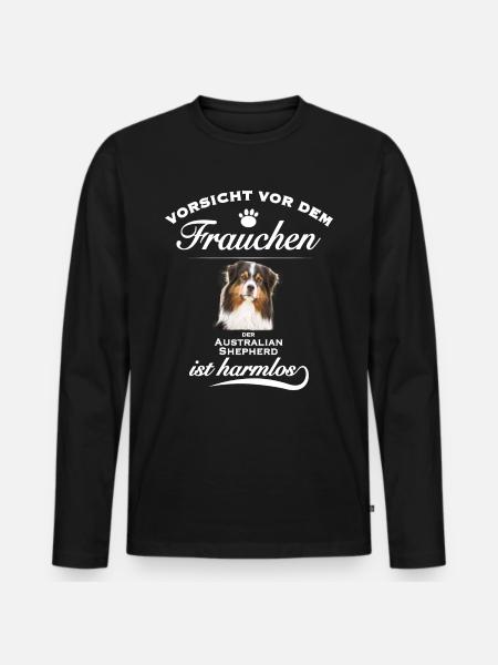 Aussie - Aussie Hund - Australian Shepherd - Männer Premium Bio Langarmshirt - Schwarz