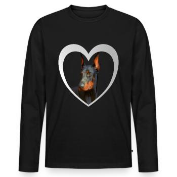 Dobermann - Dobermann Hund - Männer Premium Bio Langarmshirt - Schwarz - Vorne - Nico (187cm)