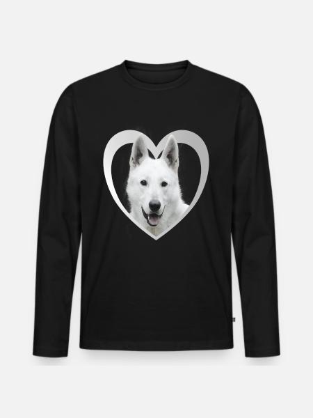 White Shepherd - White Shepherd Heart - Men's Premium Organic Long Sleeve Shirt - black
