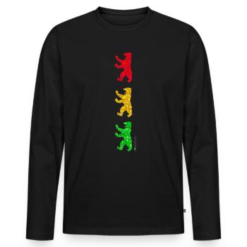Berlin - Berliner Bär - I Love Berlin - Bär Ampel - Männer Premium Bio Langarmshirt - Schwarz - Vorne - Nico (187cm)