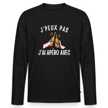 J'peux pas j'ai Apéro Humour personnalisé - T-shirt manches longues Premium bio Homme - noir - Devant - Nico (187cm)