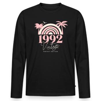 Sun Retro Anniversary Vintage 1992 30 Years - Men's Premium Organic Long Sleeve Shirt - black - Front - Nico (187cm)