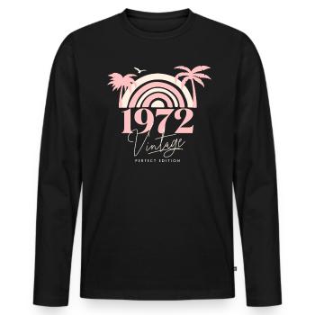 Sun Retro Anniversary Vintage 1972 50 Years - Men's Premium Organic Long Sleeve Shirt - black - Front - Nico (187cm)