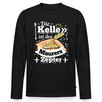 Die Kelle ist des Maurers Zepter - Männer Premium Bio Langarmshirt - Schwarz - Vorne - Nico (187cm)