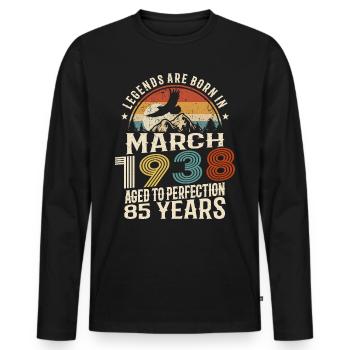 März 1938 - 85 Jahre alt - 85. Geburtstag - Männer Premium Bio Langarmshirt - Schwarz - Vorne - Nico (187cm)