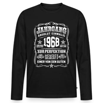 Jahrgang 1968 Geschenk 51. Geburtstag 51 jahre - Männer Premium Bio Langarmshirt - Schwarz - Vorne - Nico (187cm)