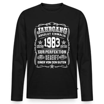 Jahrgang 1983 Geschenk 36. Geburtstag 36 jahre - Männer Premium Bio Langarmshirt - Schwarz - Vorne - Nico (187cm)