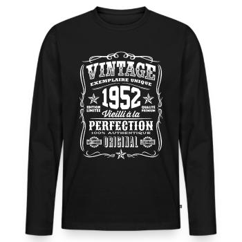 Vintage 1952 Cadeau Anniversaire 67 Ans - T-shirt manches longues Premium bio Homme - noir - Devant - Nico (187cm)