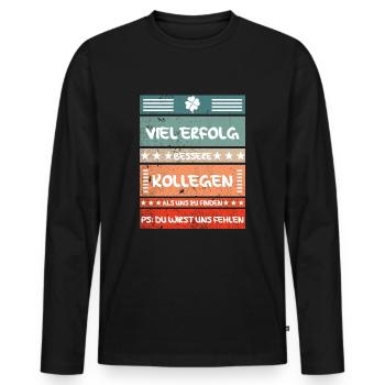 Abschiedsgeschenk für Arbeitskollegen - Männer Premium Bio Langarmshirt - Schwarz - Vorne - Nico (187cm)